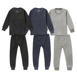 The Boo Boo Club Pack Of 3 Full Sleeves Solid Thermal Wear Sets - Black Grey & Blue-image-41