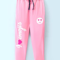 Doreme Single Jersey Knit Ankle Length Lounge Pant Emoji & Text Print - Blossom Pink-16