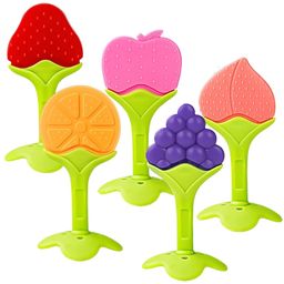 Sparkle Joy Baby Silicone Fruit Teether Combo Pack Of 5 Non Toxic BPA Free Teething Toys - Multicolor-32