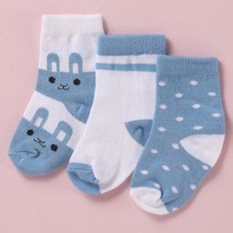 Cute Walk by Babyhug Cotton Knit Anti Bacterial Ankle Length Socks With Polka Dots & Bunny Print -White-image-31