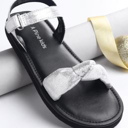 Pine Kids Velcro Closure Sandals with Bow Applique - Silver-picture-24