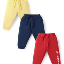 Doodle Poodle Single Jersey Knit Full Length Lounge Pants with Lets Surf Print Pack of 3 - Navy Blue Red & Yellow-picture-33