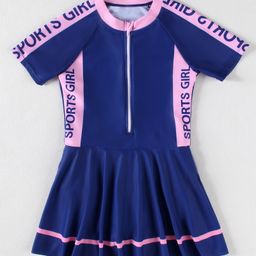 Mark & Mia Frock Swimsuit with Sport Girl Print - Navy Blue-image-68