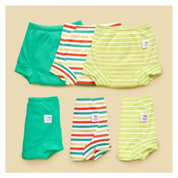 SuperBottoms Padded Underwear for 9-12M Babies Potty Training Pants for Mess-Free Diaper-Free Time Garden Green Pack of 6-image-15