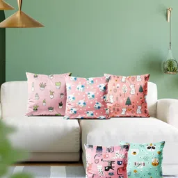 ArtzFolio Multicoloured Set of 5 Square Cushion Covers-59