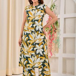 CLANGER Women Yellow Pure Cotton Kurta Sets-picture-49