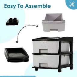 RUBOXA Black & White Textured 2-Layer Drawer Organiser image 2