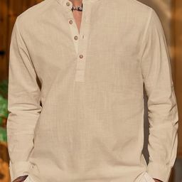 EdinWolf Men India Slim Fit Band Collar Solid Cotton Casual Shirt-image-99