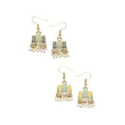 Anouk Set Of 2 Artificial Beaded Square Shaped Drop Earrings image 4