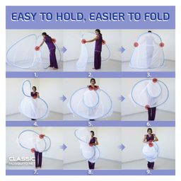 classic mosquito nets Classic Mosquito Net for Double Bed King Size Foldable Machardani with 30 Pair of Stars - Blue image 5
