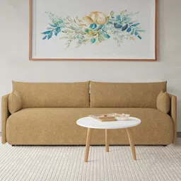 nestroots CozyChic Mustard-Colored Boucle 3 Seater Sofa-image-4
