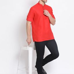Sanwara Men Red Solid Kurta-picture-11