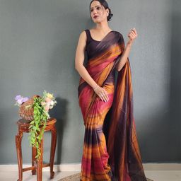Rangtulika Ethnics Striped Poly Georgette Ready to Wear Saree-image-82