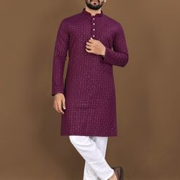 BALAJI CREATION Men Cotton Solid Straight Kurta-image-9