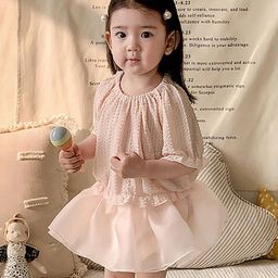 LULU & SKY Girls Self Design Top With Skirt-image-37