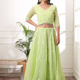 KALINI Embroidered Ready to Wear Lehenga & Blouse With Dupatta-picture-58