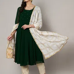 MUFFLY Checked Dupatta with Thread Work image 4
