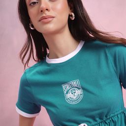 DressBerry Typography Print Pure Cotton Pleated Empire Top-picture-14