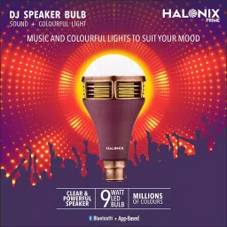 Halonix Prime DJ Speaker Bulb with Colorful Light 9 W 6000 K, White image 2