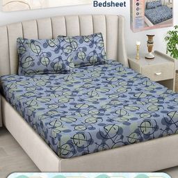 FABINALIV Blue & Green 300 TC King Bedsheet with 2 Pillow Covers-image-64