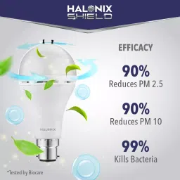 Halonix Shield Ionizer Air Purifier LED Bulb Polycarbonate 9 W 6500 K, Cool White image 3