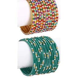 1ST TIME Pack of 2 Women Multicolor Glass Bangles-47