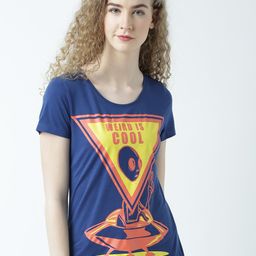 Huetrap Women Navy Blue Printed Round Neck T-shirt-image-115