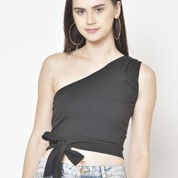 Moda Rapido One Shoulder Cotton Crop Top-picture-40