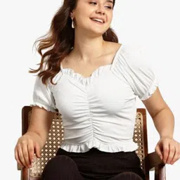 Mast & Harbour Sweetheart Neck Ruched Regular Top-picture-43