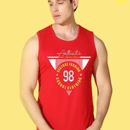 WOOSTRO Pack Of 2 Printed Super Combed Cotton Gym Vests VWS26(MORE YELLOW)(98 RED)-image-72