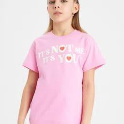 DeFacto Girls Typography Printed Round Neck Cotton T-shirt-image-59