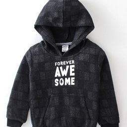 Simply Jacquard Full Sleeves Hoodie Checkered - Grey-image-4