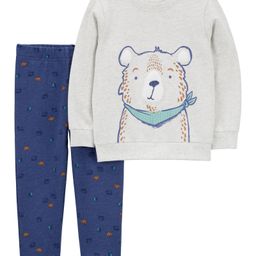 Carter's Knit Full Sleeves T-Shirt & Lounge Pant Set With Bear Print - Grey & Blue-picture-16