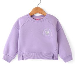 Little Kangaroos Cotton Full Sleeves Sweatshirt with Glitter Heart Detailing - Lilac-image-54