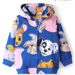 Babyhug Disney Terry Knit Full Sleeves Hooded Sweatjacket with Lion King & 101 Dalmatian Graphics - Blue-picture-27