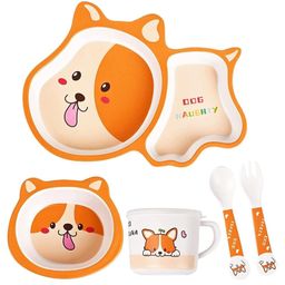 ARCADE TOYS Dog Shape Bamboo Dinnerware Set for Kids(Set of 5) - Multicolour-9