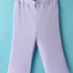 Little Kangaroos Cotton Knit Full Length Solid Colour Leggings - Purple-picture-17