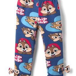 Babyhug Disney Lycra Knit Full Length Leggings with Chip n Dale Graphics & Bow Applique - Navy Blue-picture-30