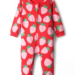 Bonfino 100% Cotton Full Sleeves Fruits Printed Romper - Red-picture-43