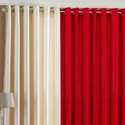 BELLA TRUE Red & Cream 3 Pieces Long Door Curtains-image-93