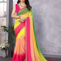 CATCHY FOREVER Ombre Dyed Pure Georgette Saree-image-53