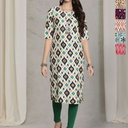 7Threads Selection Of 6 Geometric Printed Round Neck Straight Kurta-image-58