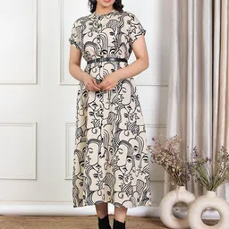 Aramya Abstract Printed Mandarin Collar Regular Sleeves Pure Cotton A-Line Kurta-picture-31