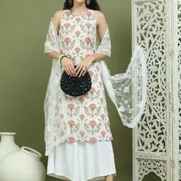 Jompers Floral Printed Straight Kurta With Palazzo And Dupatta-picture-19