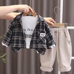 INCLUD Boys Checked Long Sleeves Shirt With T-Shirt & Joggers-picture-6