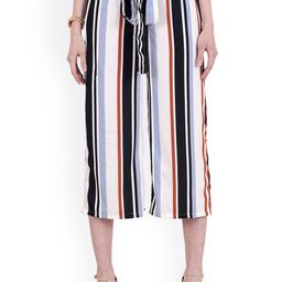 SCORPIUS Women White & Black Smart Regular Fit Striped Culottes-image-22