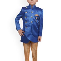 SG YUVRAJ Boys Blue & Brown Sherwani Set-image-55