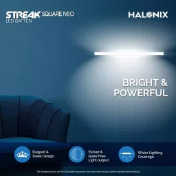 Halonix Streak Square LED Batten Polycarbonate 10 W 6500 K, Cool White (Pack of 4 Pcs) image 3
