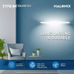 Halonix Streak Square LED Batten Polycarbonate 10 W 6500 K, Cool White (Pack of 4 Pcs) image 5