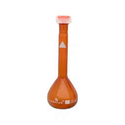 Supertek 250 ml Class A Volumetric Flask with Special White Mark, Amber Color, 75.417.0250IS (Pack of 2) image 1